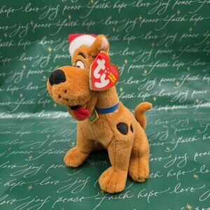 Retired TY‎ Scooby-Doo Plush W/ Santa Hat 7" Stuffed Animal RARE 2010 Christmas